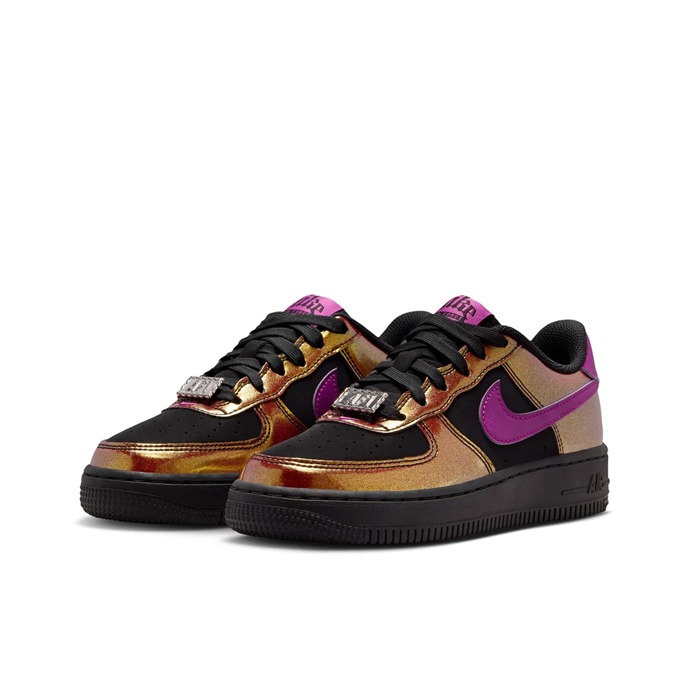 Grade School Nike Air Force 1 Low 'Gold Black Berry' - IQ2736-001