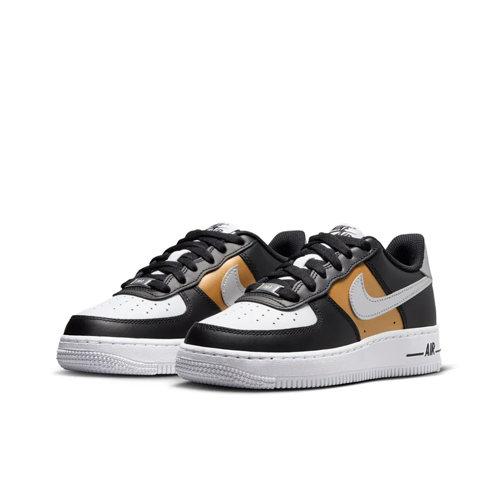Grade School Nike Air Force 1 'Black/Metallic Silver' - HV0937-010