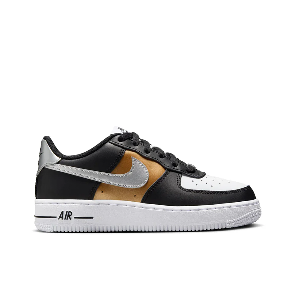 Grade School Nike Air Force 1 'Black/Metallic Silver' - HV0937-010