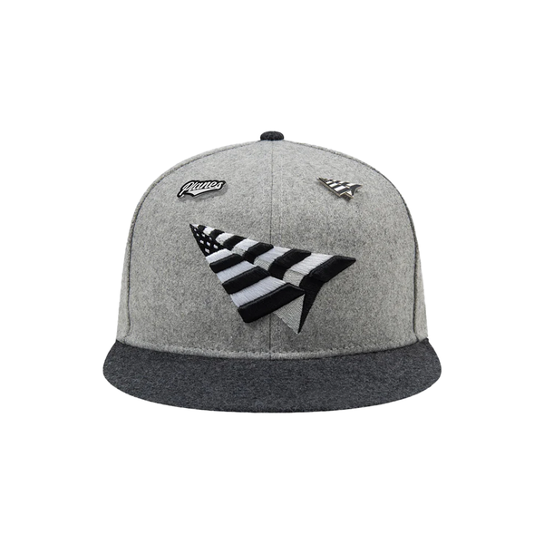 Paper Planes Wool Melton Two Tone Crown 9FIFTY Snapback Hat - Heather Grey -101346