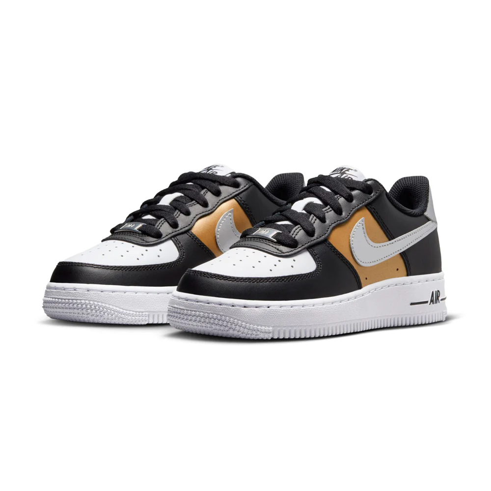 Grade School Nike Air Force 1 'Black/Metallic Silver' - HV0937-010