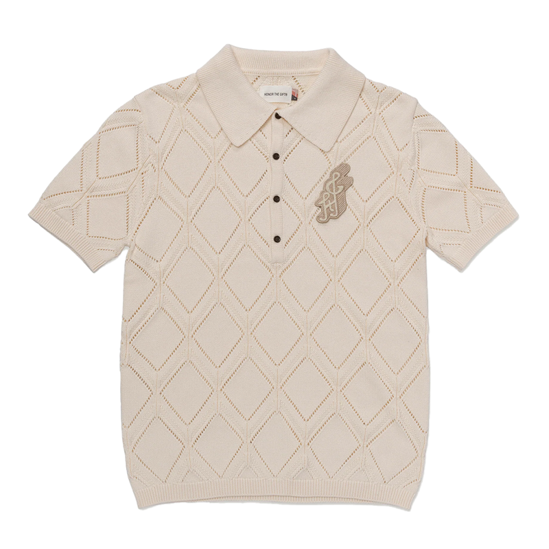 Honor The Gift Diamond Knit Polo-Cream-HTG240332