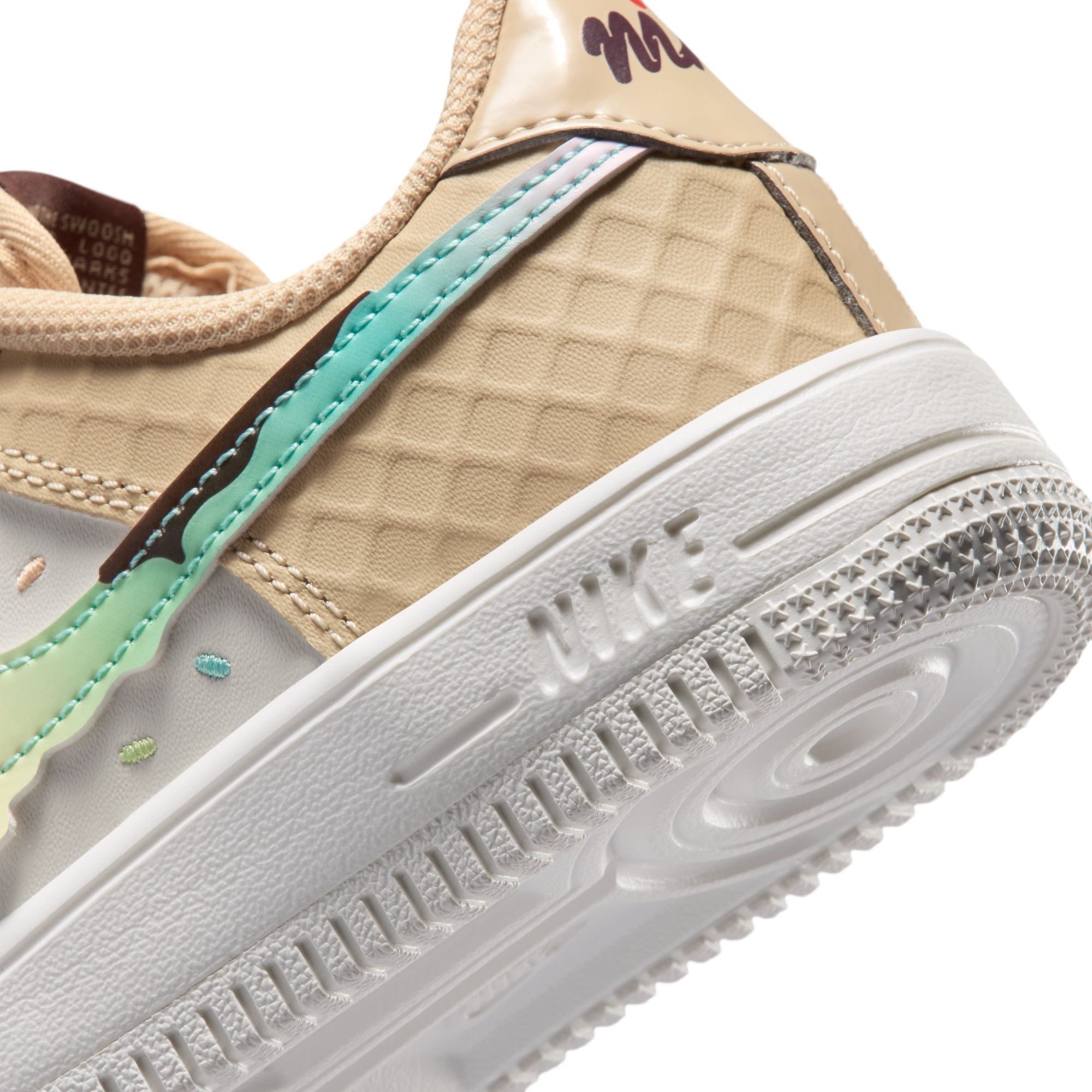 Preschool Force 1 Low BP Lace - Sail/Sesame/Bleached Turquoise/Multi-Colour -IV6208-133