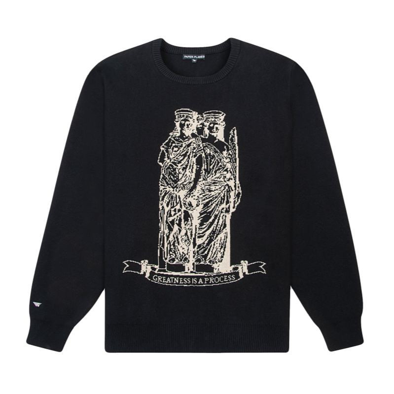 PAPER PLANES BIRDSEYE STATUE CREWNECK SWEATER -BLACK-300277