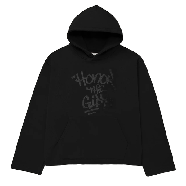 HONOR THE GIFT SCRIPT EMBROIDERED HOODIE-HTG230355-BLACK