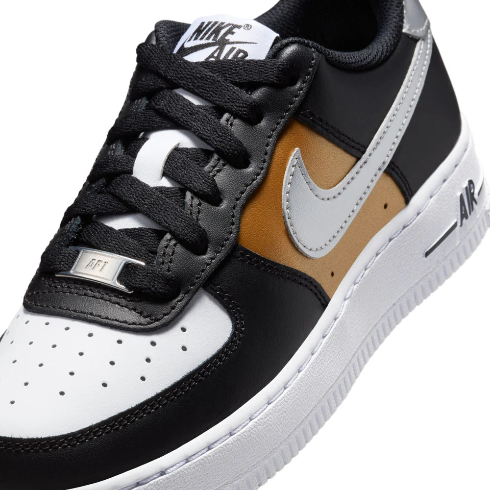 Grade School Nike Air Force 1 'Black/Metallic Silver' - HV0937-010