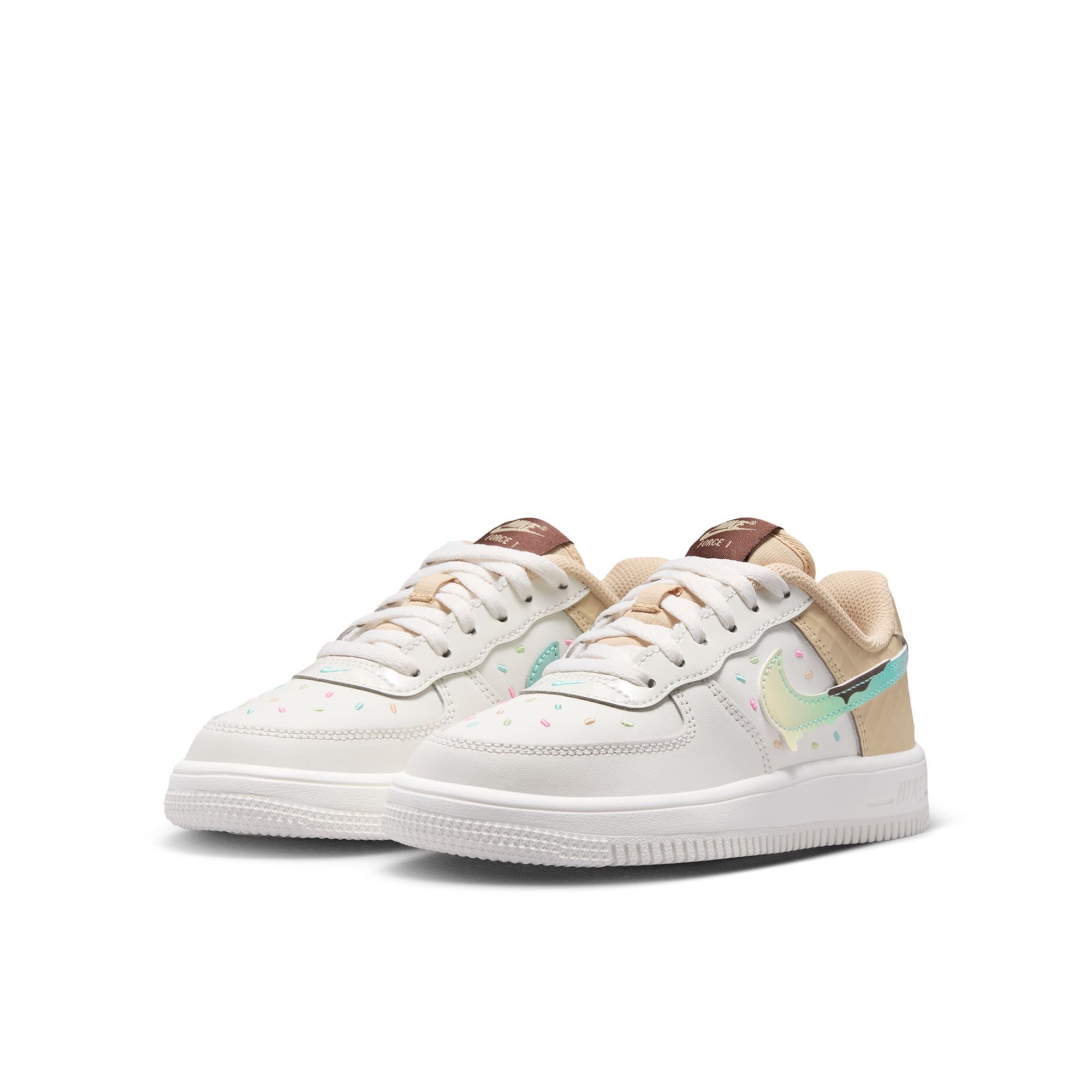 Preschool Force 1 Low BP Lace - Sail/Sesame/Bleached Turquoise/Multi-Colour -IV6208-133