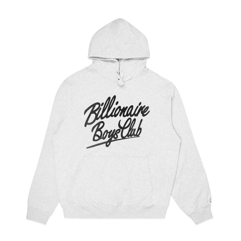 BILLIONAIRE BOYS CLUB-BB SCRIPT HOODIE-HEATHER GREY-831-7309