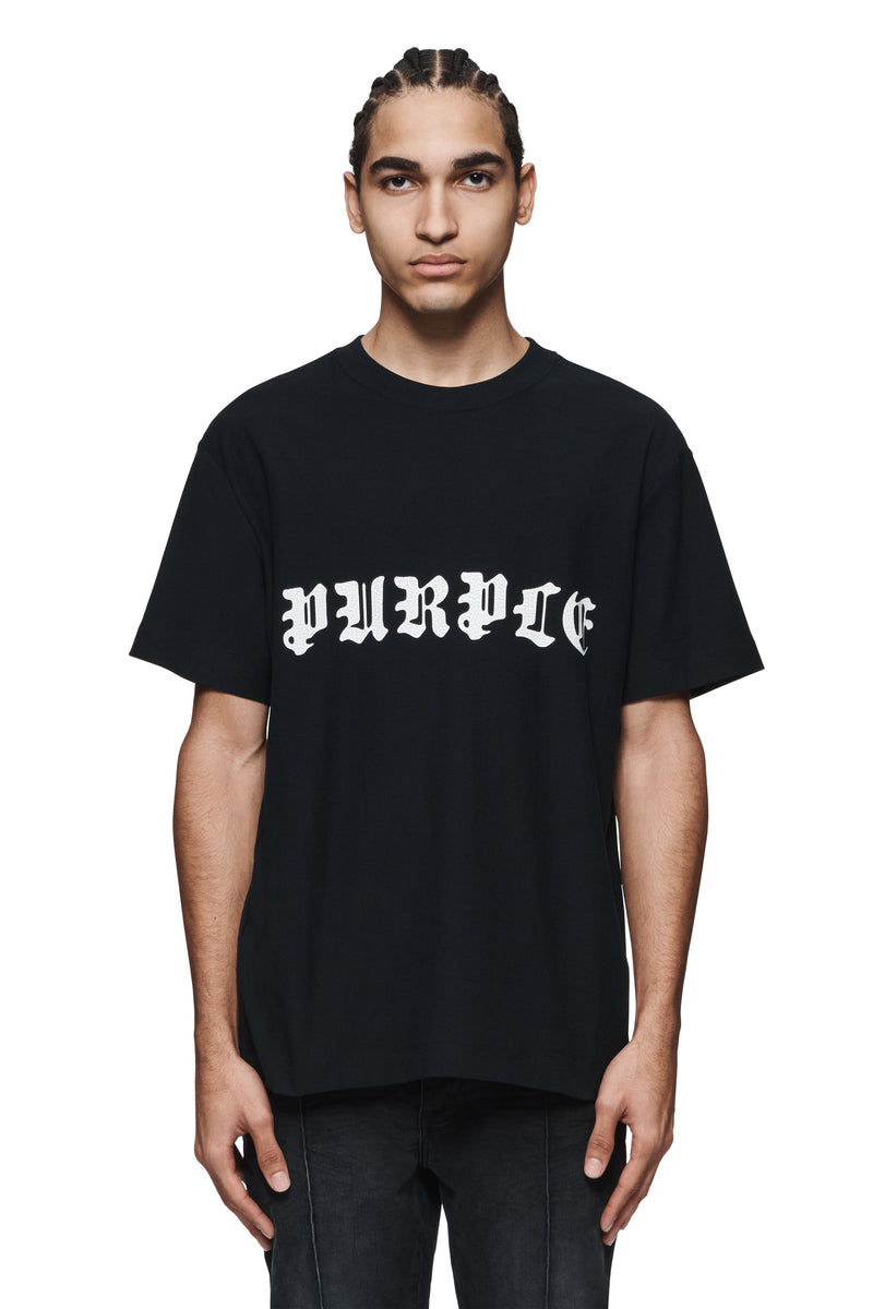 Purple Textured Jersey 'Gothic Wordmark' Tee - P104-JGBB324