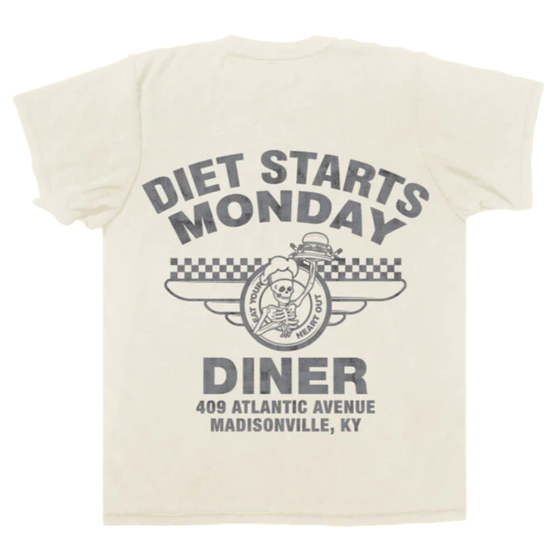 DIET STARTS MONDAY Diner Tee - Antique White - DSM-HOL23-033