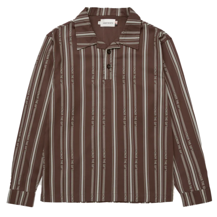 Honor The Gift Honor Stripe Ls Henley-Brown-Htg230330