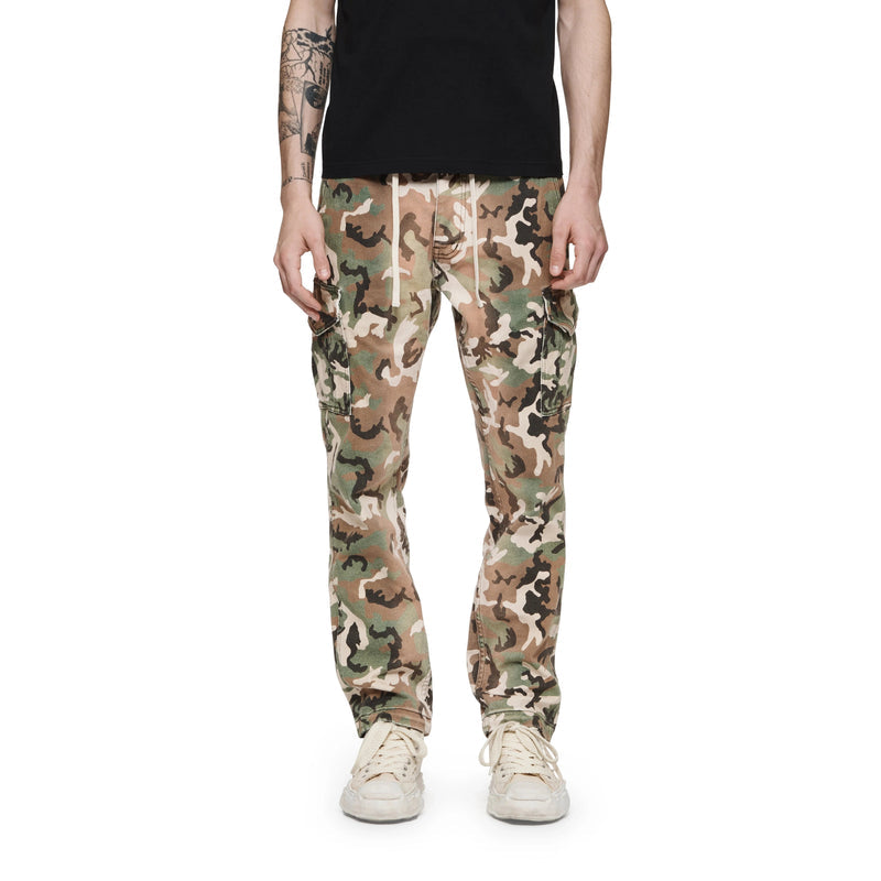PURPLE TWILL CARGO PANT-BLEACHED CAMOUFLAGE-P503-TBCP323
