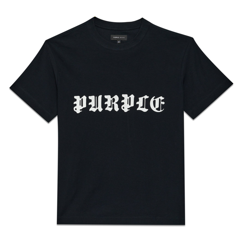 Purple Textured Jersey 'Gothic Wordmark' Tee - P104-JGBB324