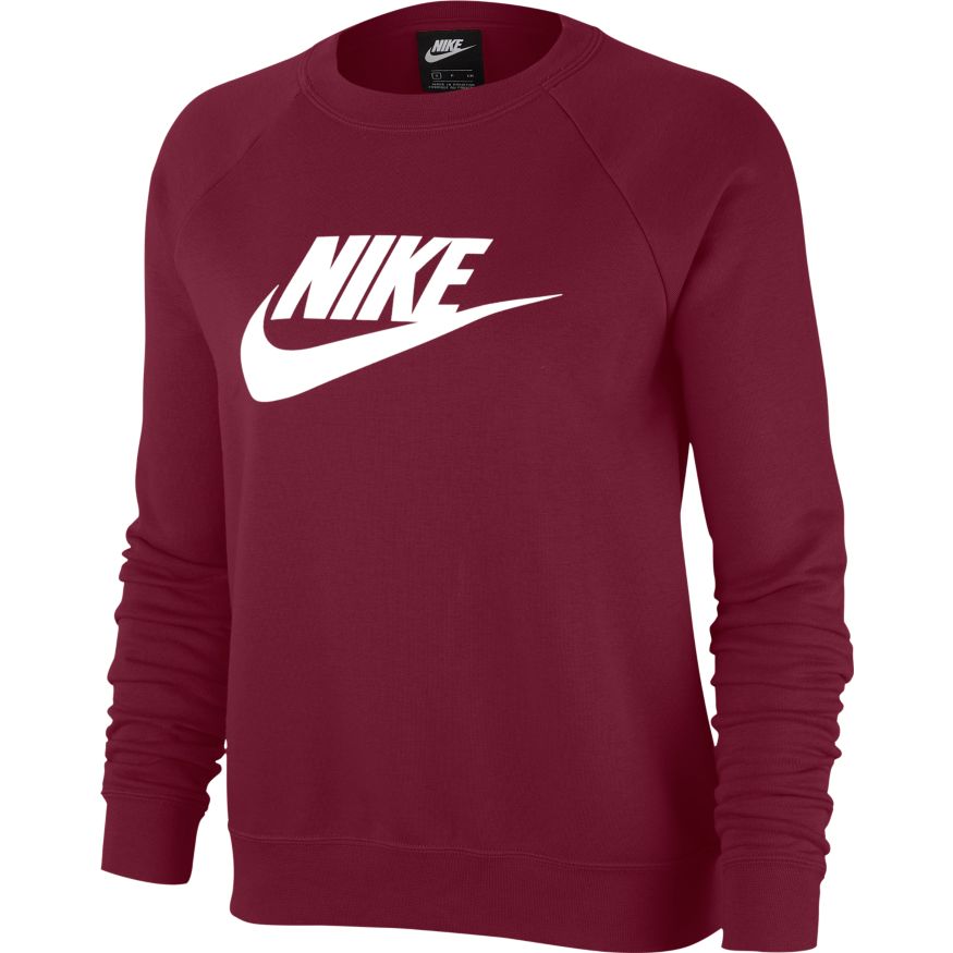 Wmns Nike Sportswear Essential Fleece Crew-Maroon-Bv4112-638