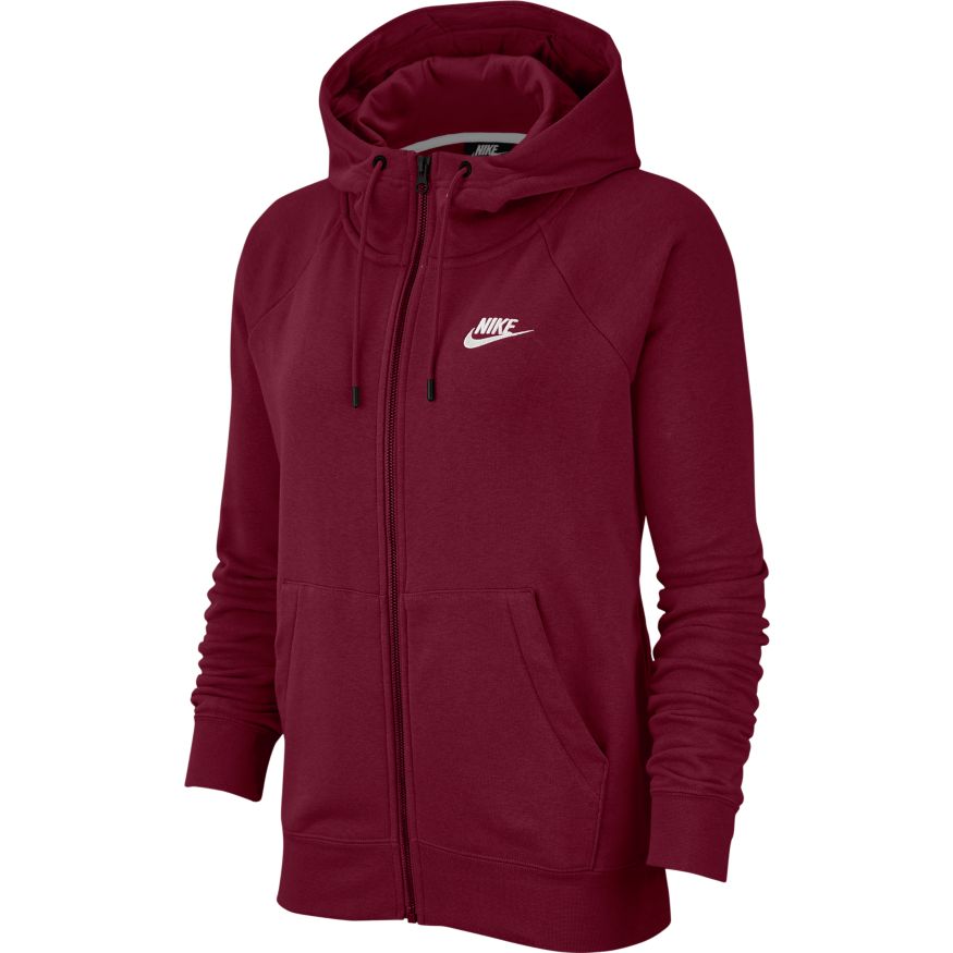 WMNS NIKE SPORTSWEAR ESSENTIAL FULL-ZIP FLEECE HOODIE-MAROON-BV4122-638