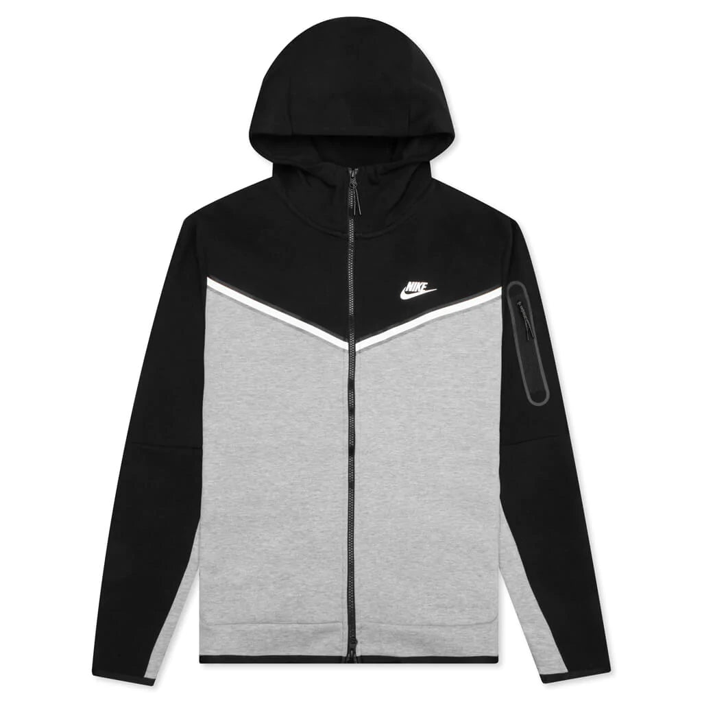 NIKE SPORTSWEAR TECH FLEECE FULL ZIP HOODIE-BLACK/GREY-CU4489-016