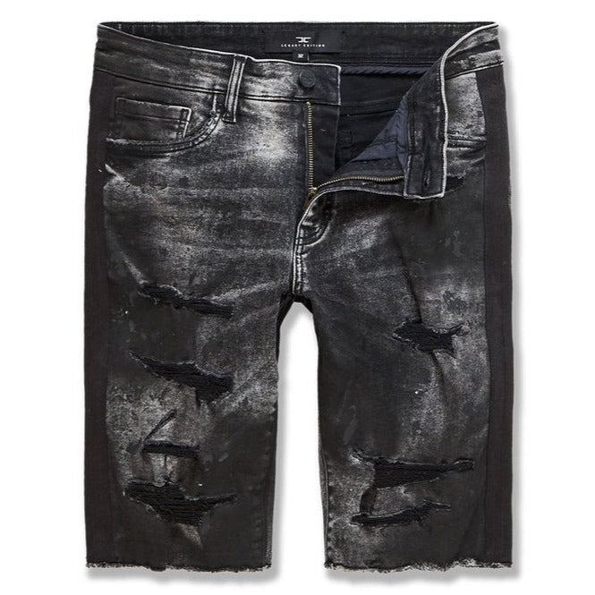 JORDAN CRAIG-SPARTA STRIPED DENIM SHORTS-TRIPLE BLACK-J3168S